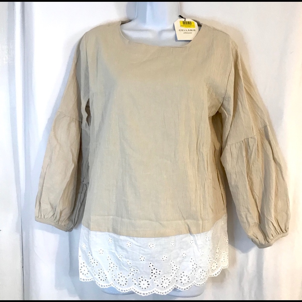 NWT Cellabie Boho 3/4 sleeve Top- Large
